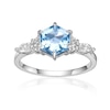 Thumbnail Image 1 of 7.0mm Hexagon-Shaped Sky Blue Topaz and White Lab-Created Sapphire Ring in Sterling Silver