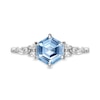 Thumbnail Image 2 of 7.0mm Hexagon-Shaped Sky Blue Topaz and White Lab-Created Sapphire Ring in Sterling Silver