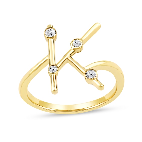 1/10 CT. T.w. Lab-Grown Diamond Bubbles Letter "K" Ring in Sterling Silver with 14K Gold Plate (F/Vs2)