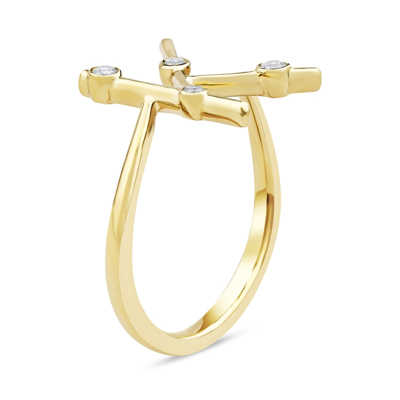 Main Image 2 of 1/10 CT. T.W. Certified Lab-Grown Diamond Bubbles Letter "K" Ring in Sterling Silver with 14K Gold Plate (F/VS2)