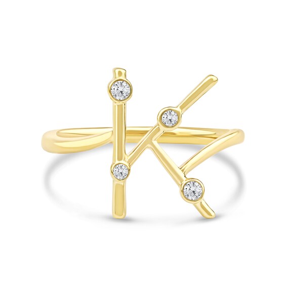 1/10 CT. T.w. Lab-Grown Diamond Bubbles Letter "K" Ring in Sterling Silver with 14K Gold Plate (F/Vs2)