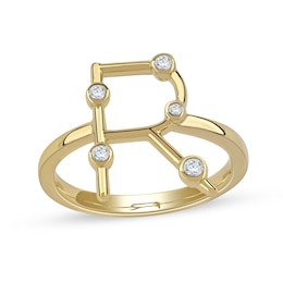 1/10 CT. T.W. Certified Lab-Grown Diamond Bubbles Letter "R" Ring in Sterling Silver with 14K Gold Plate (F/VS2)