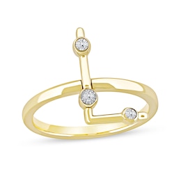1/10 CT. T.W. Lab-Grown Diamond Bubbles Letter "L" Ring in Sterling Silver with 14K Gold Plate (F/VS2)