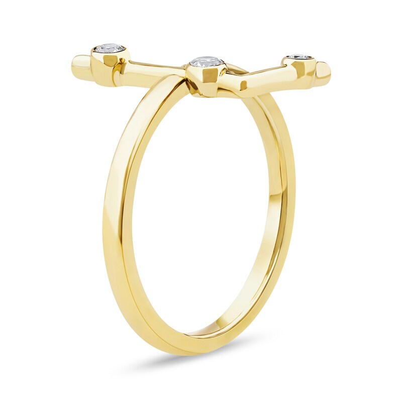 Main Image 2 of 1/10 CT. T.W. Certified Lab-Grown Diamond Bubbles Letter "L" Ring in Sterling Silver with 14K Gold Plate (F/VS2)