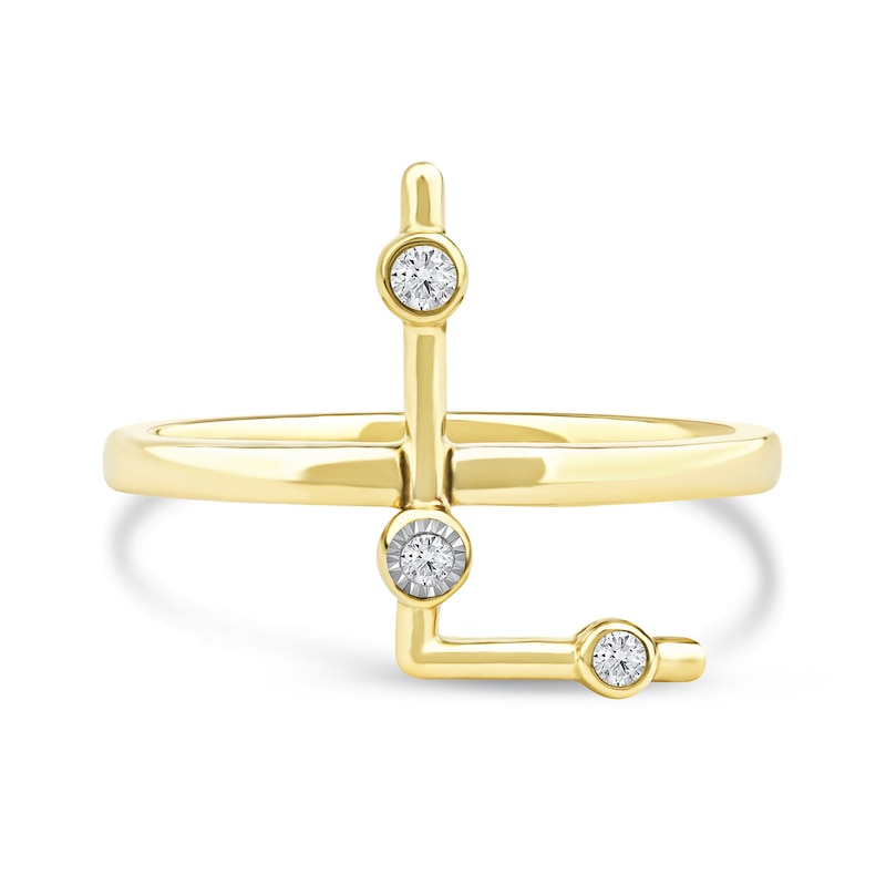 Main Image 3 of 1/10 CT. T.W. Certified Lab-Grown Diamond Bubbles Letter "L" Ring in Sterling Silver with 14K Gold Plate (F/VS2)