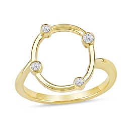 1/10 CT. T.W. Lab-Grown Diamond Bubbles Letter "O" Ring in Sterling Silver with 14K Gold Plate (F/VS2)