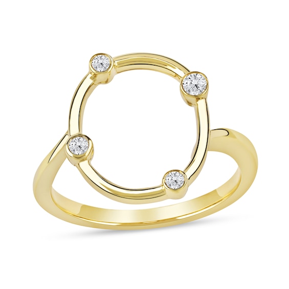 1/10 CT. T.w. Certified Lab-Grown Diamond Bubbles Letter "O" Ring in Sterling Silver with 14K Gold Plate (F/Vs2)