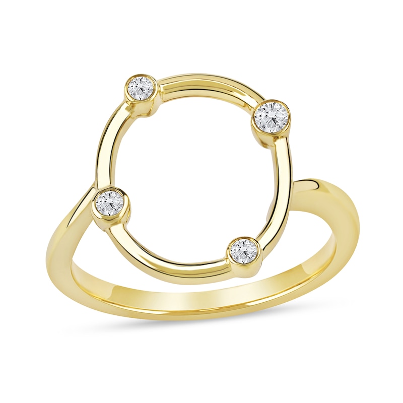 Main Image 1 of 1/10 CT. T.W. Certified Lab-Grown Diamond Bubbles Letter "O" Ring in Sterling Silver with 14K Gold Plate (F/VS2)
