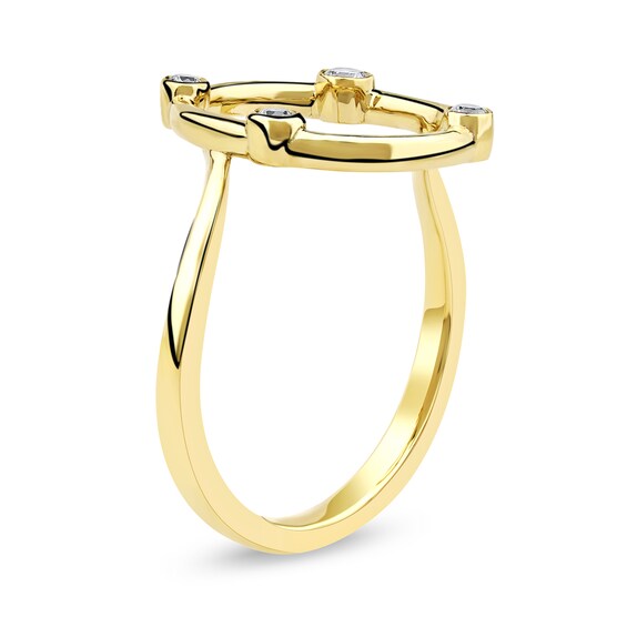 1/10 CT. T.w. Certified Lab-Grown Diamond Bubbles Letter "O" Ring in Sterling Silver with 14K Gold Plate (F/Vs2)