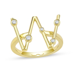 1/10 CT. T.W. Lab-Grown Diamond Bubbles Letter "W" Ring in Sterling Silver with 14K Gold Plate (F/VS2)