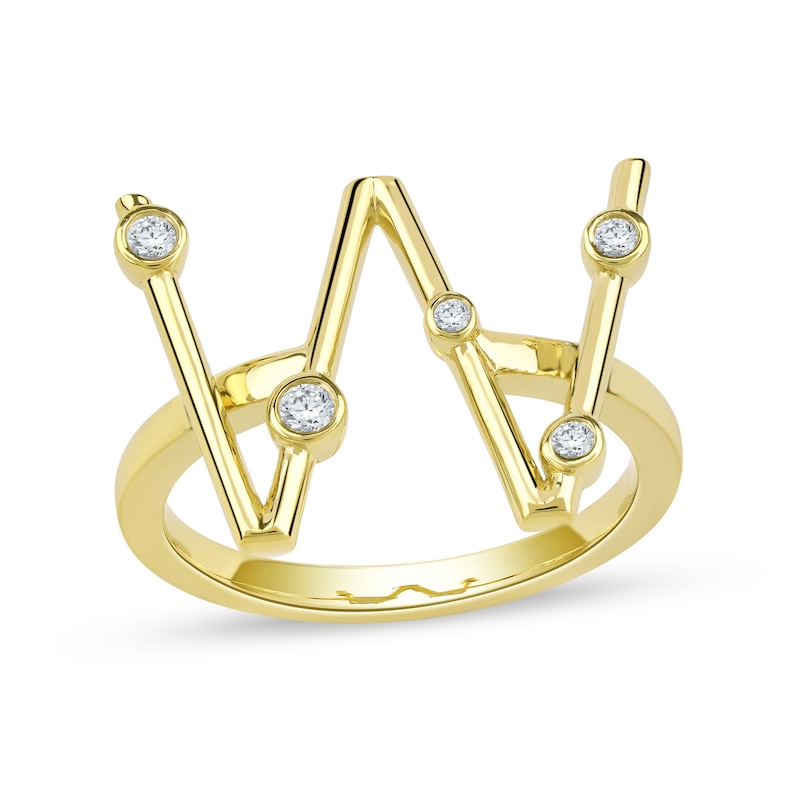 Main Image 1 of 1/10 CT. T.W. Certified Lab-Grown Diamond Bubbles Letter "W" Ring in Sterling Silver with 14K Gold Plate (F/VS2)