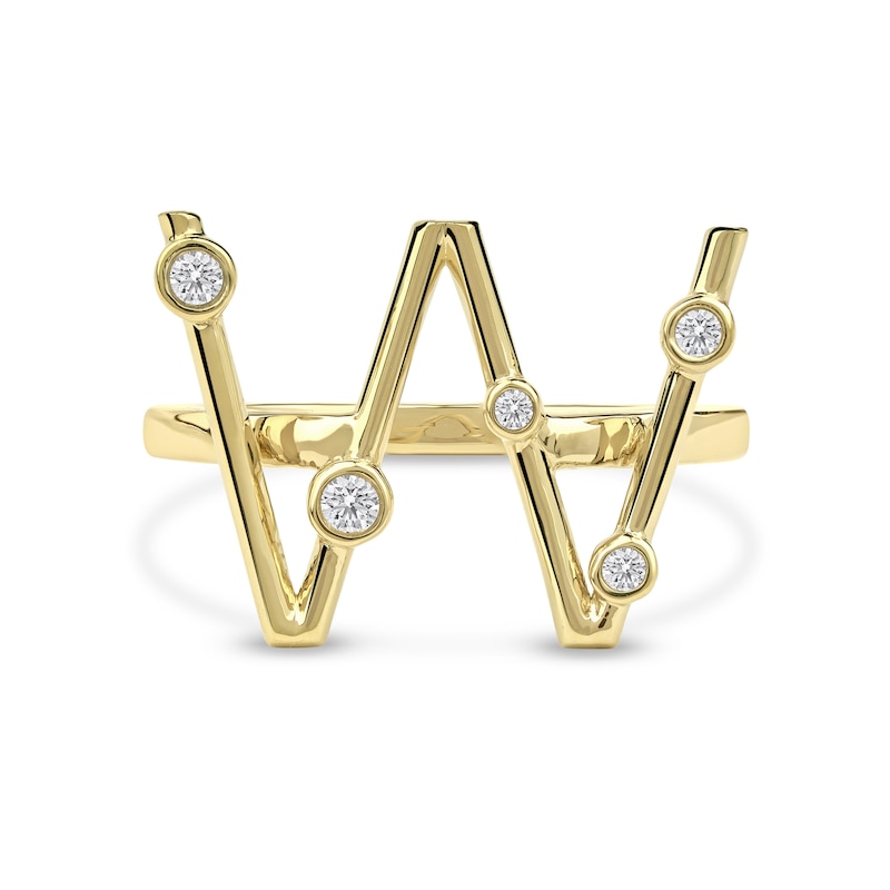 Main Image 3 of 1/10 CT. T.W. Certified Lab-Grown Diamond Bubbles Letter "W" Ring in Sterling Silver with 14K Gold Plate (F/VS2)