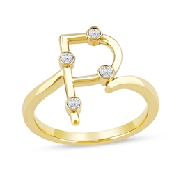 1/10 CT. T.W. Lab-Grown Diamond Bubbles Letter "P" Ring in Sterling Silver with 14K Gold Plate (F/VS2)