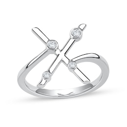 1/10 CT. T.W. Lab-Grown Diamond Bubbles Letter "X" Ring in Sterling Silver (F/VS2)
