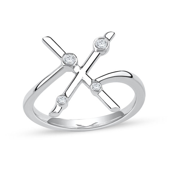 1/10 CT. T.w. Certified Lab-Grown Diamond Bubbles Letter "X" Ring in Sterling Silver (F/Vs2)