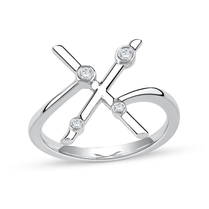 Main Image 1 of 1/10 CT. T.W. Lab-Grown Diamond Bubbles Letter "X" Ring in Sterling Silver (F/VS2)