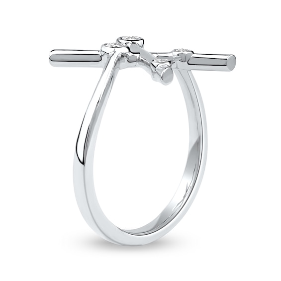 1/10 CT. T.w. Certified Lab-Grown Diamond Bubbles Letter "X" Ring in Sterling Silver (F/Vs2)