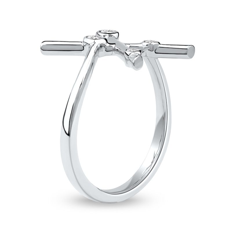 Main Image 2 of 1/10 CT. T.W. Lab-Grown Diamond Bubbles Letter "X" Ring in Sterling Silver (F/VS2)