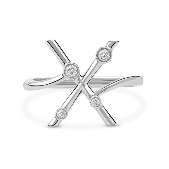 1/10 CT. T.w. Certified Lab-Grown Diamond Bubbles Letter "X" Ring in Sterling Silver (F/Vs2)