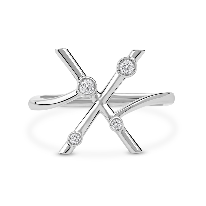 Main Image 3 of 1/10 CT. T.W. Lab-Grown Diamond Bubbles Letter "X" Ring in Sterling Silver (F/VS2)