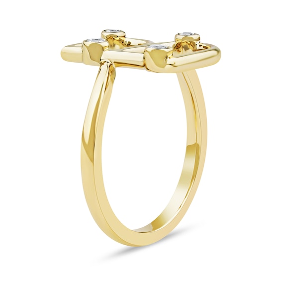1/8 CT. T.w. Certified Lab-Grown Diamond Bubbles Letter "B" Ring in Sterling Silver with 14K Gold Plate (F/Vs2)