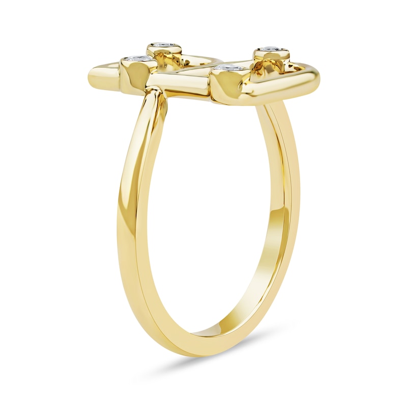 Main Image 2 of 1/8 CT. T.W. Certified Lab-Grown Diamond Bubbles Letter "B" Ring in Sterling Silver with 14K Gold Plate (F/VS2)
