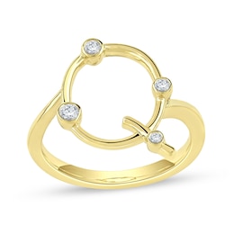 1/8 CT. T.W. Lab-Grown Diamond Bubbles Letter "Q" Ring in Sterling Silver with 14K Gold Plate (F/VS2)