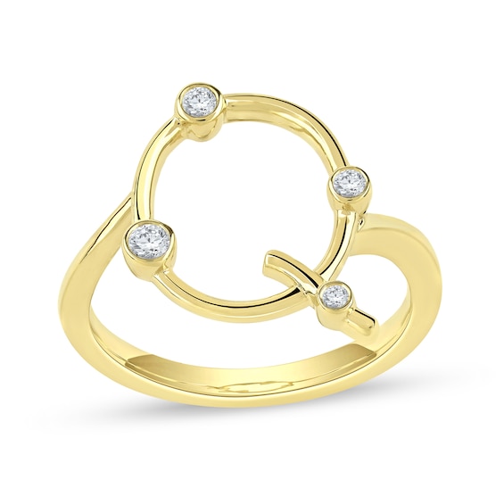 1/8 CT. T.w. Certified Lab-Grown Diamond Bubbles Letter "Q" Ring in Sterling Silver with 14K Gold Plate (F/Vs2)