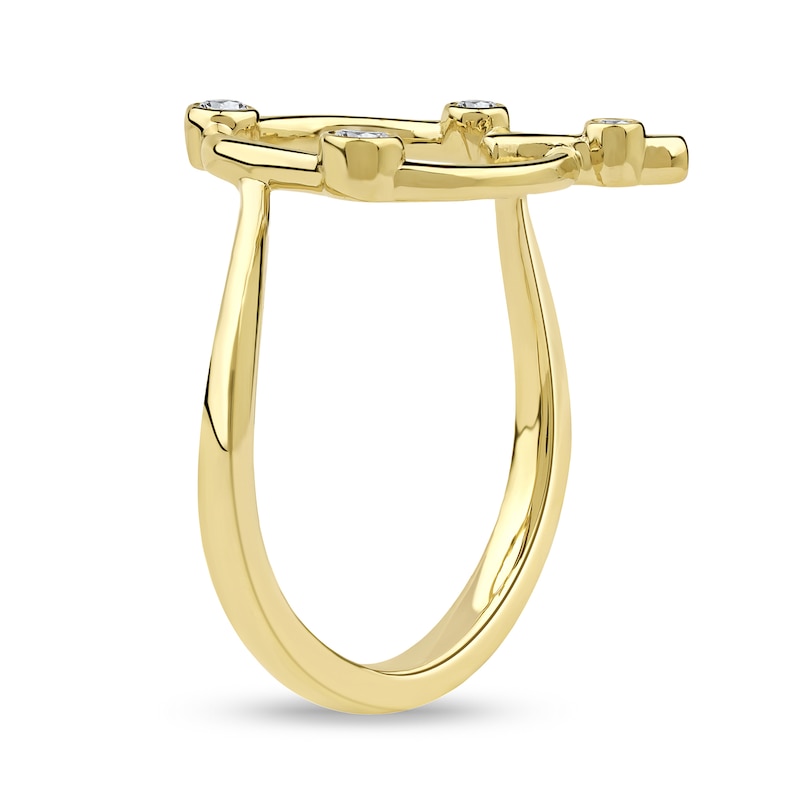 Main Image 2 of 1/8 CT. T.W. Certified Lab-Grown Diamond Bubbles Letter "Q" Ring in Sterling Silver with 14K Gold Plate (F/VS2)