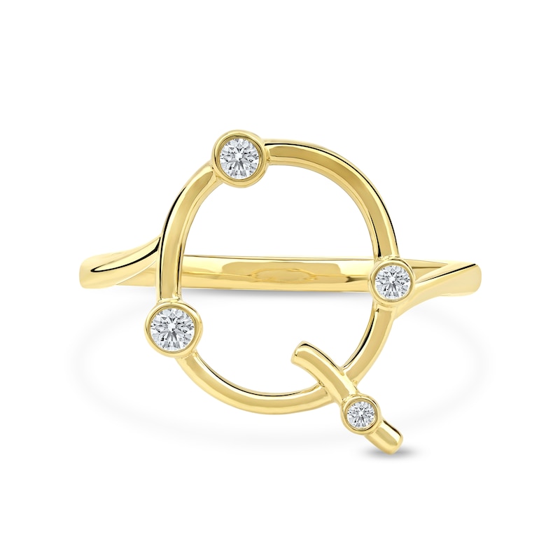 Main Image 3 of 1/8 CT. T.W. Certified Lab-Grown Diamond Bubbles Letter "Q" Ring in Sterling Silver with 14K Gold Plate (F/VS2)