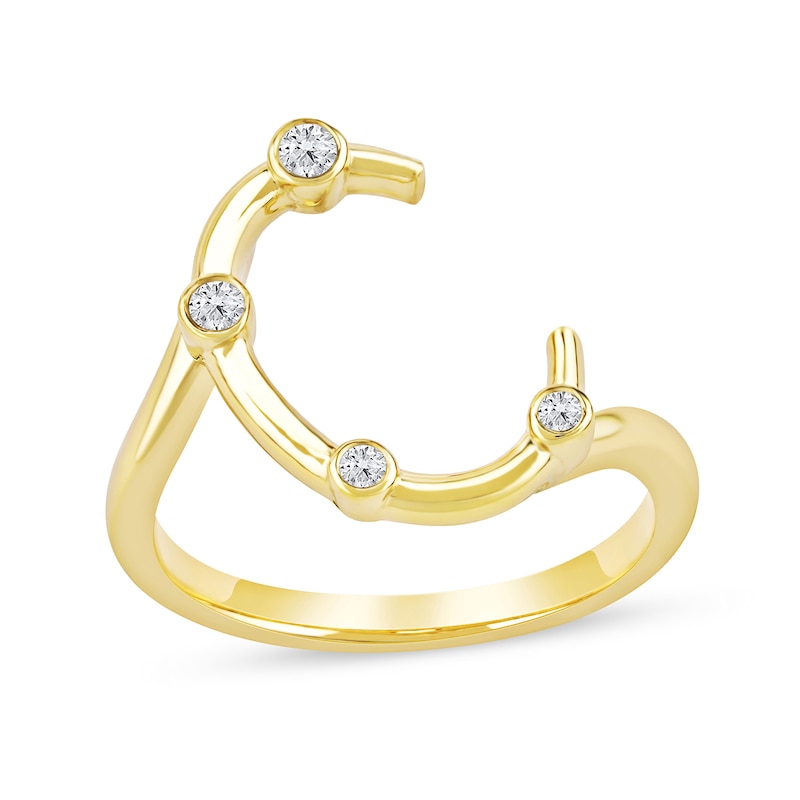 Main Image 1 of 1/10 CT. T.W. Certified Lab-Grown Diamond Bubbles Letter "C" Ring in Sterling Silver with 14K Gold Plate (F/VS2)