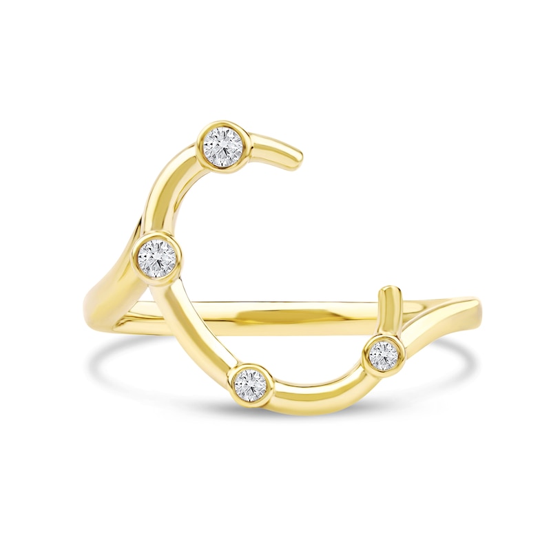 Main Image 3 of 1/10 CT. T.W. Certified Lab-Grown Diamond Bubbles Letter "C" Ring in Sterling Silver with 14K Gold Plate (F/VS2)