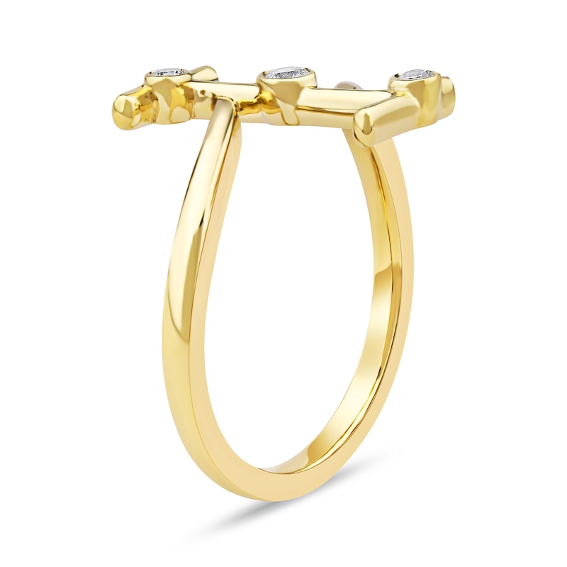 Main Image 2 of 1/10 CT. T.W. Certified Lab-Grown Diamond Bubbles Letter "I" Ring in Sterling Silver with 14K Gold Plate (F/VS2)