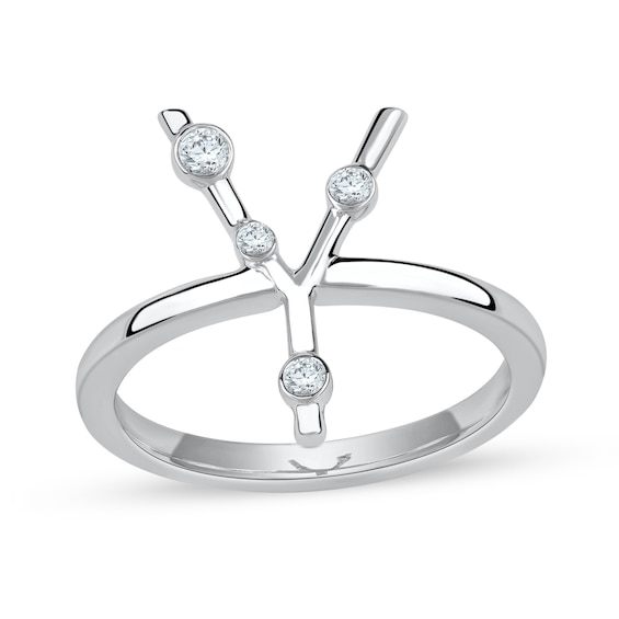 1/8 CT. T.w. Certified Lab-Grown Diamond Bubbles Letter "Y" Ring in Sterling Silver (F/Vs2)