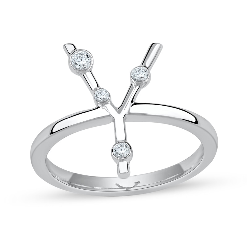 Main Image 1 of 1/8 CT. T.W. Certified Lab-Grown Diamond Bubbles Letter "Y" Ring in Sterling Silver (F/VS2)