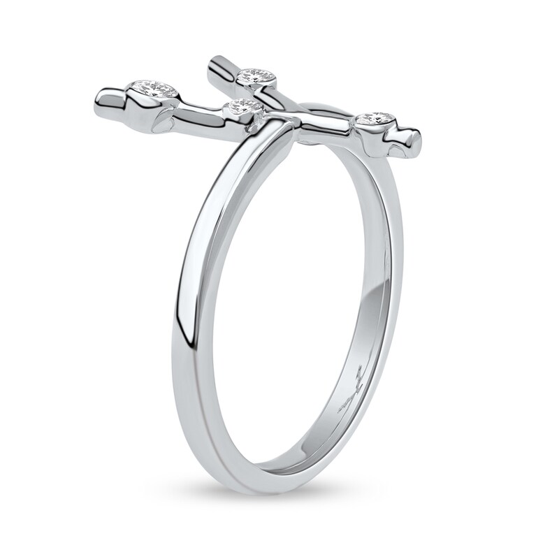 Main Image 2 of 1/8 CT. T.W. Certified Lab-Grown Diamond Bubbles Letter "Y" Ring in Sterling Silver (F/VS2)