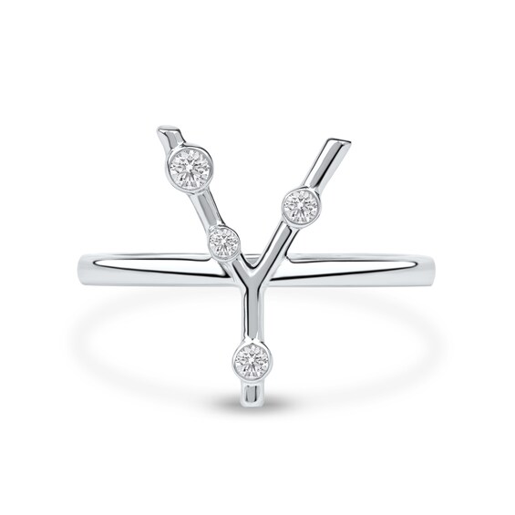 1/8 CT. T.w. Certified Lab-Grown Diamond Bubbles Letter "Y" Ring in Sterling Silver (F/Vs2)