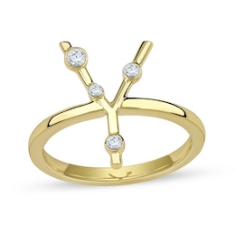 1/8 CT. T.W. Lab-Grown Diamond Bubbles Letter "Y" Ring in Sterling Silver with 14K Gold Plate (F/VS2)