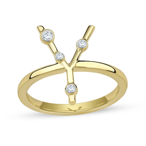 1/8 CT. T.w. Certified Lab-Grown Diamond Bubbles Letter "Y" Ring in Sterling Silver with 14K Gold Plate (F/Vs2)