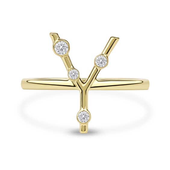 1/8 CT. T.w. Certified Lab-Grown Diamond Bubbles Letter "Y" Ring in Sterling Silver with 14K Gold Plate (F/Vs2)
