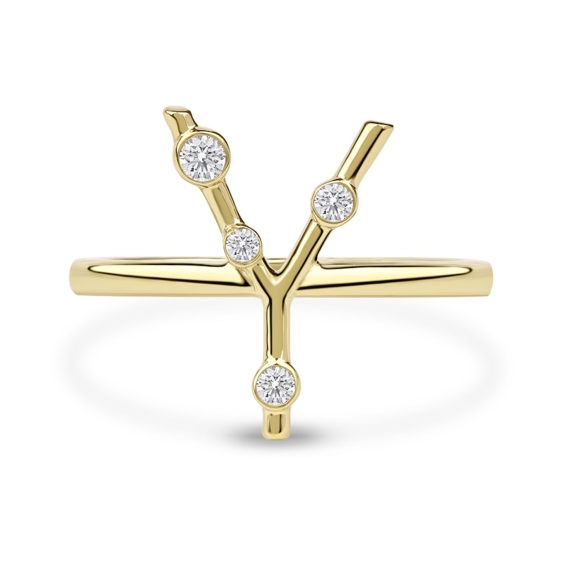 Main Image 3 of 1/8 CT. T.W. Certified Lab-Grown Diamond Bubbles Letter "Y" Ring in Sterling Silver with 14K Gold Plate (F/VS2)