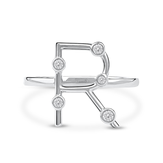 1/10 CT. T.w. Certified Lab-Grown Diamond Bubbles Letter "R" Ring in Sterling Silver (F/Vs2)