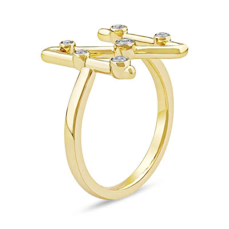 Main Image 2 of 1/8 CT. T.W. Certified Lab-Grown Diamond Bubbles Letter "N" Ring in Sterling Silver with 14K Gold Plate (F/VS2)