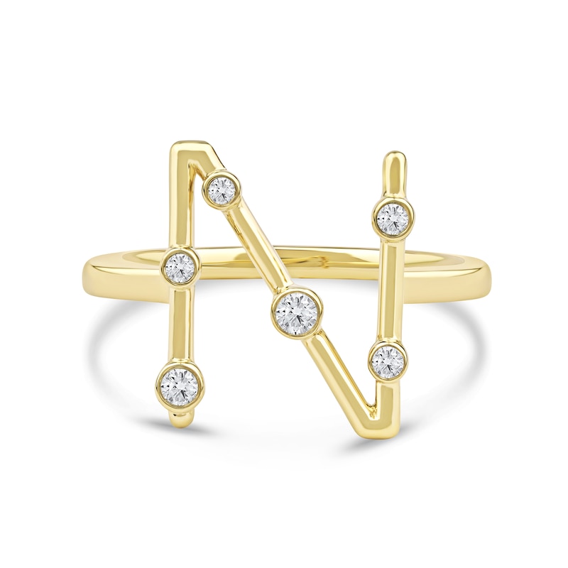 Main Image 3 of 1/8 CT. T.W. Certified Lab-Grown Diamond Bubbles Letter "N" Ring in Sterling Silver with 14K Gold Plate (F/VS2)