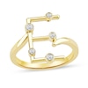 Thumbnail Image 1 of 1/8 CT. T.W. Certified Lab-Grown Diamond Bubbles Letter "E" Ring in Sterling Silver with 14K Gold Plate (F/VS2)