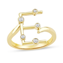 1/8 CT. T.W. Lab-Grown Diamond Bubbles Letter "E" Ring in Sterling Silver with 14K Gold Plate (F/VS2)