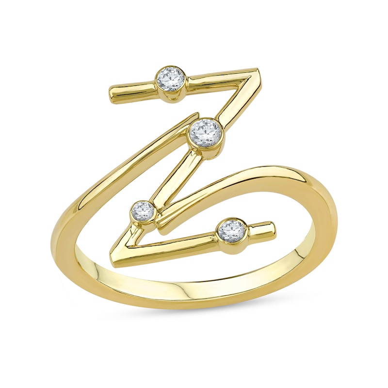 Main Image 1 of 1/8 CT. T.W. Certified Lab-Grown Diamond Bubbles Letter "Z" Ring in Sterling Silver with 14K Gold Plate (F/VS2)
