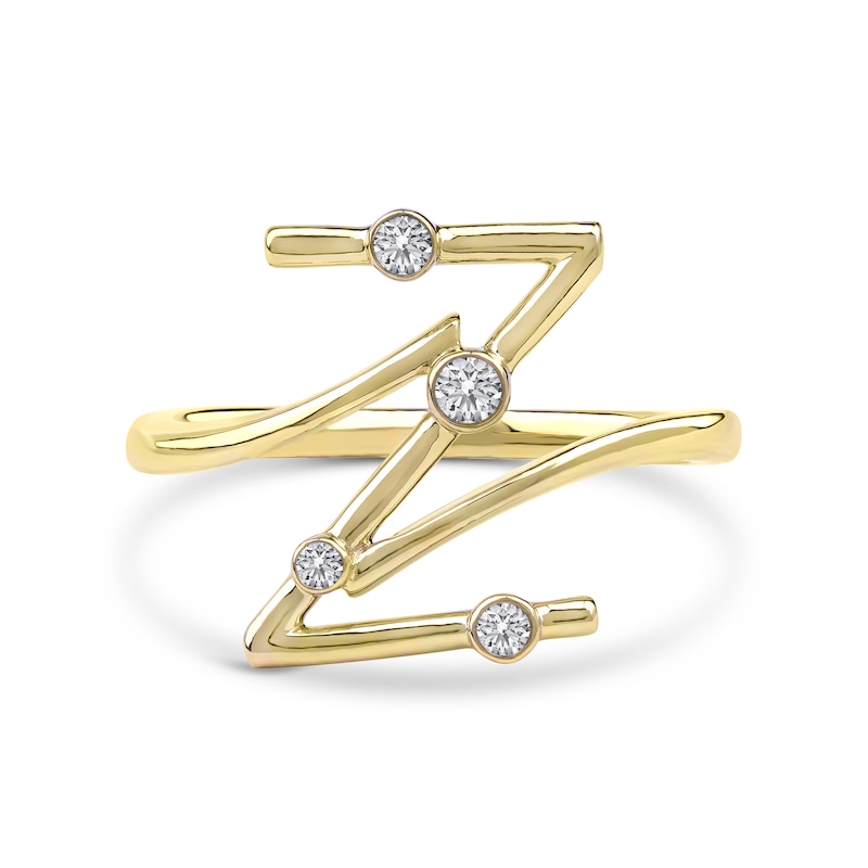 Main Image 3 of 1/8 CT. T.W. Certified Lab-Grown Diamond Bubbles Letter "Z" Ring in Sterling Silver with 14K Gold Plate (F/VS2)