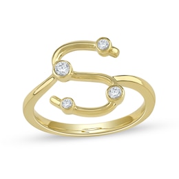 1/8 CT. T.W. Lab-Grown Diamond Bubbles Letter "S" Ring in Sterling Silver with 14K Gold Plate (F/VS2)