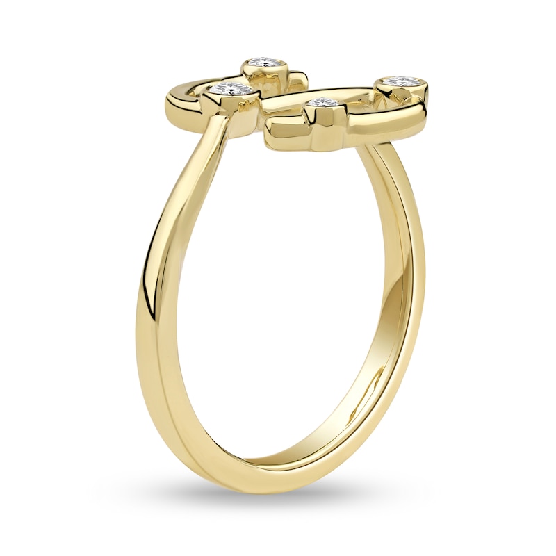 Main Image 2 of 1/8 CT. T.W. Certified Lab-Created Diamond Bubbles Letter &quot;S&quot; Ring in Sterling Silver with 14K Gold Plate (F/VS2)